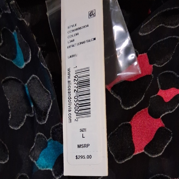 Alice + Olivia Sheer Black Blouse with Multicolor Print - Picture 7 of 11